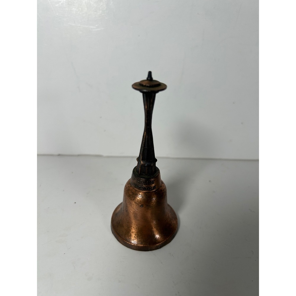 Vintage Seattle Space Needle Souvenir Bell Copper Tone Metal Collectible 4 Inch